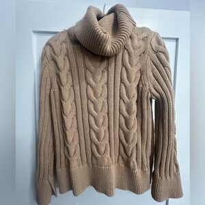 Banana Republic Camel Cable Knit Cowlneck Sweater